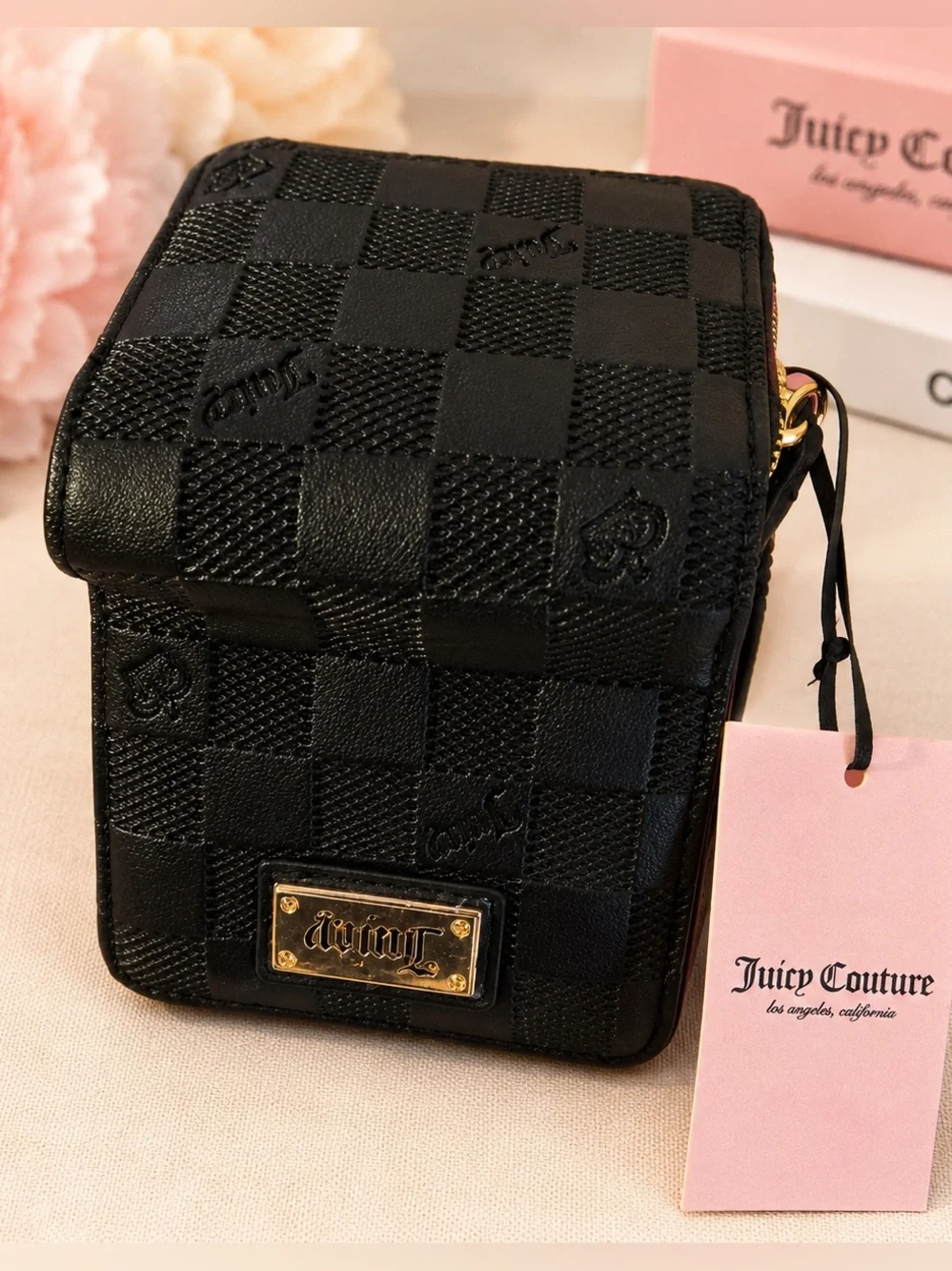 Juicy Couture Black Checkered Wallet Coin Purse Y2K - Picture 5 of 6